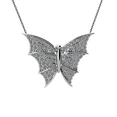 Diana Kelebek Kolye - Swarovski 18 ayar beyaz altın kolye (40 cm gümüş rolo zincir) #bi7lh0