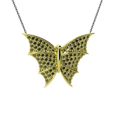 Diana Kelebek Kolye - Peridot 8 ayar altın kolye (40 cm gümüş rolo zincir) #ccgcuo