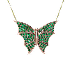 Diana Kelebek Kolye - Yeşil kuvars 8 ayar rose altın kolye (40 cm altın rolo zincir) #gv4m5w