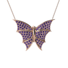 Diana Kelebek Kolye - Ametist 18 ayar rose altın kolye (40 cm rose altın rolo zincir) #huwyf8