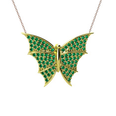 Diana Kelebek Kolye - Yeşil kuvars 925 ayar altın kaplama gümüş kolye (40 cm rose altın rolo zincir) #i75h44