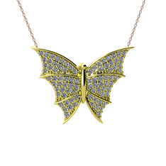 Diana Kelebek Kolye - Swarovski 14 ayar altın kolye (40 cm gümüş rolo zincir) #pdrg4j