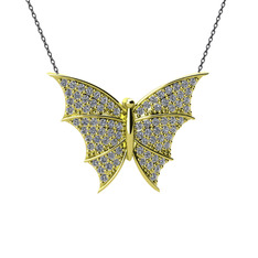 Diana Kelebek Kolye - Swarovski 18 ayar altın kolye (40 cm gümüş rolo zincir) #phuebp
