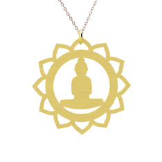 Lotus Buda Kolye - 14 ayar altın kolye (40 cm rose altın rolo zincir) #11xppp1