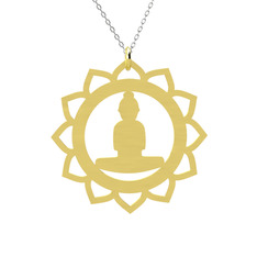 Lotus Buda Kolye - 18 ayar altın kolye (40 cm beyaz altın rolo zincir) #12ekawj
