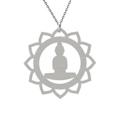 Lotus Buda Kolye - 8 ayar beyaz altın kolye (40 cm gümüş rolo zincir) #13jveqj