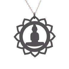 Lotus Buda Kolye - 925 ayar siyah rodyum kaplama gümüş kolye (40 cm rose altın rolo zincir) #1jwqn0r