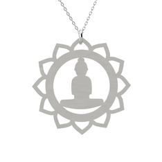 Lotus Buda Kolye - 18 ayar beyaz altın kolye (40 cm beyaz altın rolo zincir) #1uhpl9v