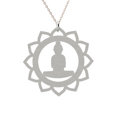 Lotus Buda Kolye - 925 ayar gümüş kolye (40 cm rose altın rolo zincir) #1wxp2rw