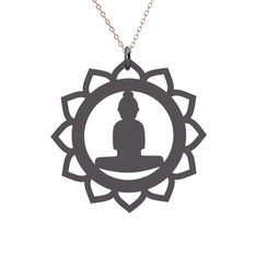 Lotus Buda Kolye - 925 ayar siyah rodyum kaplama gümüş kolye (40 cm rose altın rolo zincir) #qv1p3w