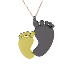 Bebek Ayağı Kolye - 8 ayar altın kolye (40 cm rose altın rolo zincir) #19zgni5