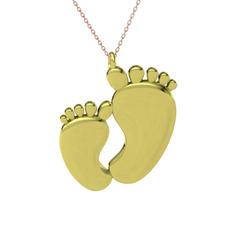 Bebek Ayağı Kolye - 925 ayar altın kaplama gümüş kolye (40 cm rose altın rolo zincir) #1acqb37