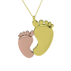 Bebek Ayağı Kolye - 8 ayar rose altın kolye (40 cm altın rolo zincir) #1cip88i