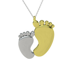 Bebek Ayağı Kolye - 8 ayar beyaz altın kolye (40 cm beyaz altın rolo zincir) #1e9a2cy