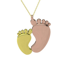 Bebek Ayağı Kolye - 8 ayar altın kolye (40 cm altın rolo zincir) #1o1dket