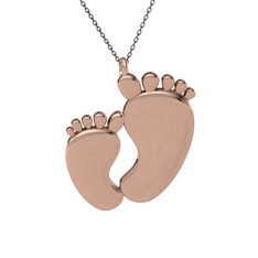 Bebek Ayağı Kolye - 14 ayar rose altın kolye (40 cm gümüş rolo zincir) #1r3o4ta