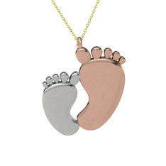 Bebek Ayağı Kolye - 925 ayar gümüş kolye (40 cm altın rolo zincir) #1r7qs31