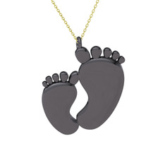 925 ayar siyah rodyum kaplama gümüş kolye (40 cm altın rolo zincir)