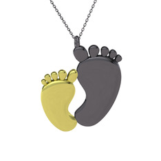 Bebek Ayağı Kolye - 18 ayar altın kolye (40 cm gümüş rolo zincir) #1wshq4x