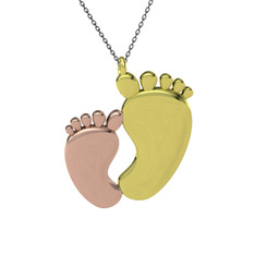Bebek Ayağı Kolye - 8 ayar rose altın kolye (40 cm gümüş rolo zincir) #1wtr90