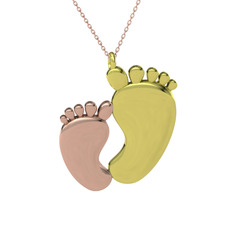 Bebek Ayağı Kolye - 8 ayar rose altın kolye (40 cm gümüş rolo zincir) #fhs56w