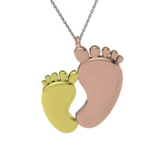 Bebek Ayağı Kolye - 8 ayar altın kolye (40 cm gümüş rolo zincir) #n6xhzj