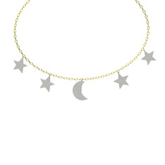 Lani Gökyüzü Kolye - 18 ayar beyaz altın kolye (40 cm altın rolo zincir) #bc9chv