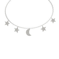 Lani Gökyüzü Kolye - 14 ayar beyaz altın kolye (40 cm beyaz altın rolo zincir) #l8fwf2