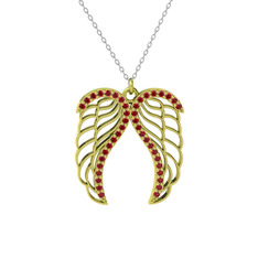 Raziel Melek Kanadı Kolye - Garnet 18 ayar altın kolye (40 cm beyaz altın rolo zincir) #18nqhq9