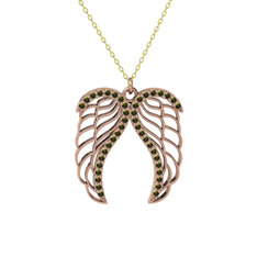 Peridot 925 ayar rose altın kaplama gümüş kolye (40 cm gümüş rolo zincir)