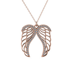 Raziel Melek Kanadı Kolye - Swarovski 14 ayar rose altın kolye (40 cm rose altın rolo zincir) #1a8sve
