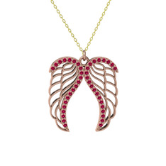 Rodolit garnet 18 ayar rose altın kolye (40 cm altın rolo zincir)