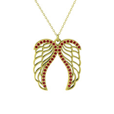 Garnet 18 ayar altın kolye (40 cm altın rolo zincir)