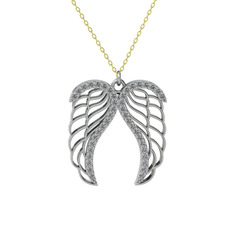 Swarovski 14 ayar beyaz altın kolye (40 cm altın rolo zincir)