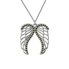 Peridot 18 ayar beyaz altın kolye (40 cm gümüş rolo zincir)