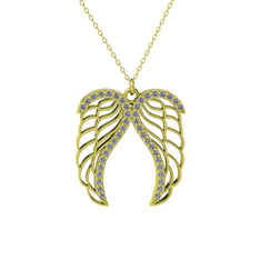 Raziel Melek Kanadı Kolye - Swarovski 8 ayar altın kolye (40 cm altın rolo zincir) #1lktjn0