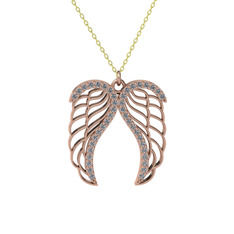 Raziel Melek Kanadı Kolye - Swarovski 14 ayar rose altın kolye (40 cm gümüş rolo zincir) #1ogv911
