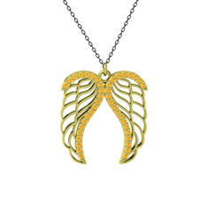 Raziel Melek Kanadı Kolye - Sitrin 14 ayar altın kolye (40 cm gümüş rolo zincir) #1p1gy5m