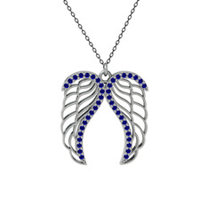 Raziel Melek Kanadı Kolye - Lab safir 8 ayar beyaz altın kolye (40 cm gümüş rolo zincir) #1ubjk9f