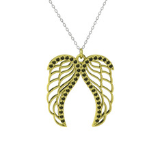 Raziel Melek Kanadı Kolye - Peridot 8 ayar altın kolye (40 cm beyaz altın rolo zincir) #1yeyzbk
