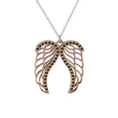 Peridot 14 ayar rose altın kolye (40 cm rose altın rolo zincir)