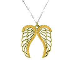 Raziel Melek Kanadı Kolye - Sitrin 18 ayar altın kolye (40 cm beyaz altın rolo zincir) #4e8j5j