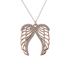 Raziel Melek Kanadı Kolye - Swarovski 8 ayar rose altın kolye (40 cm beyaz altın rolo zincir) #67yags