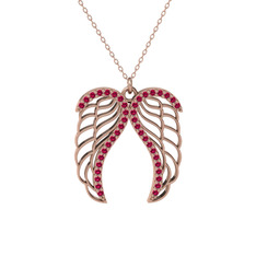 Rodolit garnet 925 ayar rose altın kaplama gümüş kolye (40 cm rose altın rolo zincir)