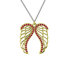 Rodolit garnet 14 ayar altın kolye (40 cm gümüş rolo zincir)