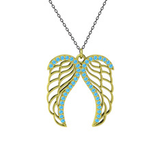 Raziel Melek Kanadı Kolye - Akuamarin 14 ayar altın kolye (40 cm gümüş rolo zincir) #cekb5d