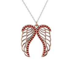 Raziel Melek Kanadı Kolye - Garnet 8 ayar rose altın kolye (40 cm gümüş rolo zincir) #cjt1pz