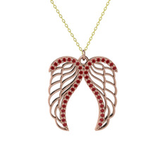 Garnet 14 ayar rose altın kolye (40 cm gümüş rolo zincir)