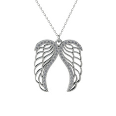 Raziel Melek Kanadı Kolye - Swarovski 14 ayar beyaz altın kolye (40 cm gümüş rolo zincir) #eseb2k