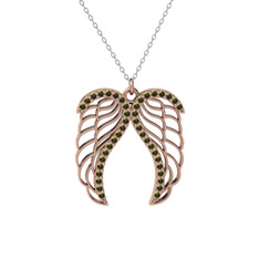 Peridot 14 ayar rose altın kolye (40 cm gümüş rolo zincir)